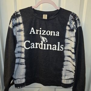 Arizona Cardinals Tie-Dye Crew Neck Sweater - Black and White